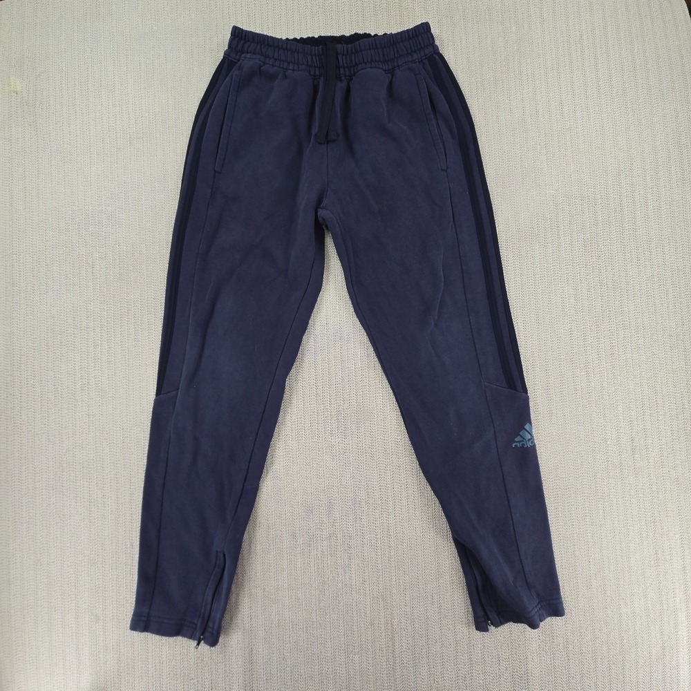 Adidas Sweatpants Mens Small Blue 3 Stripe Joggers Athletic Fleece Pants Logo